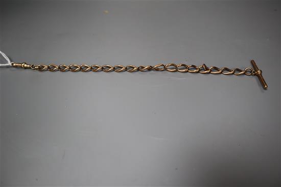 A 9ct gold watch chain, 23.3cm, gross 19.6 grams.